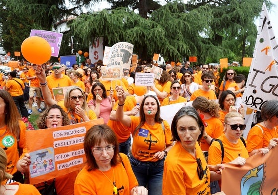 Protesta de la escuela concertada el día de la huelga, el jueves pasado.