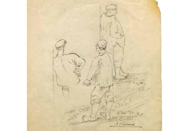 dibujo 'Tres pescadores de Altea', de Benjamín Palencia.